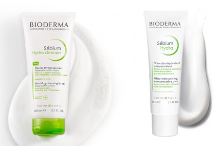 Presentation of the Bioderma Sébium Hydra Cleanser and Bioderma Hydra Cream cleansing and moisturising duo